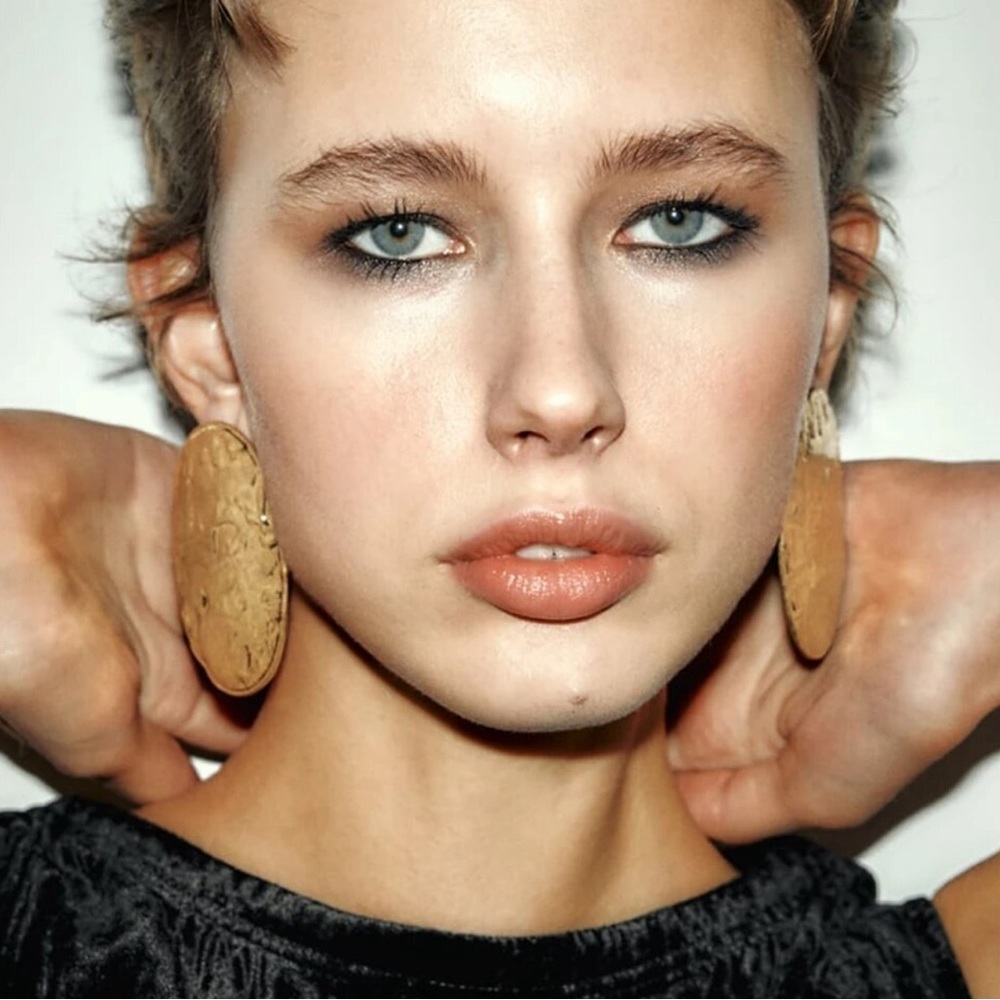 Oval Gold Statement Earrings